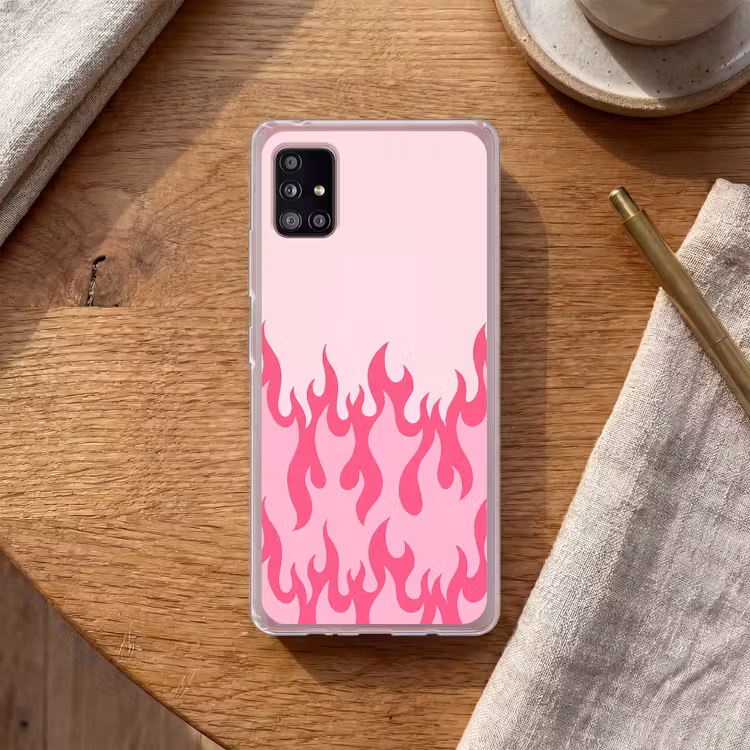 Vlammen - Patroon - Abstract - Modern - Roze Telefoonhoesje Samsung Galaxy A51 5G klein -sfeer1