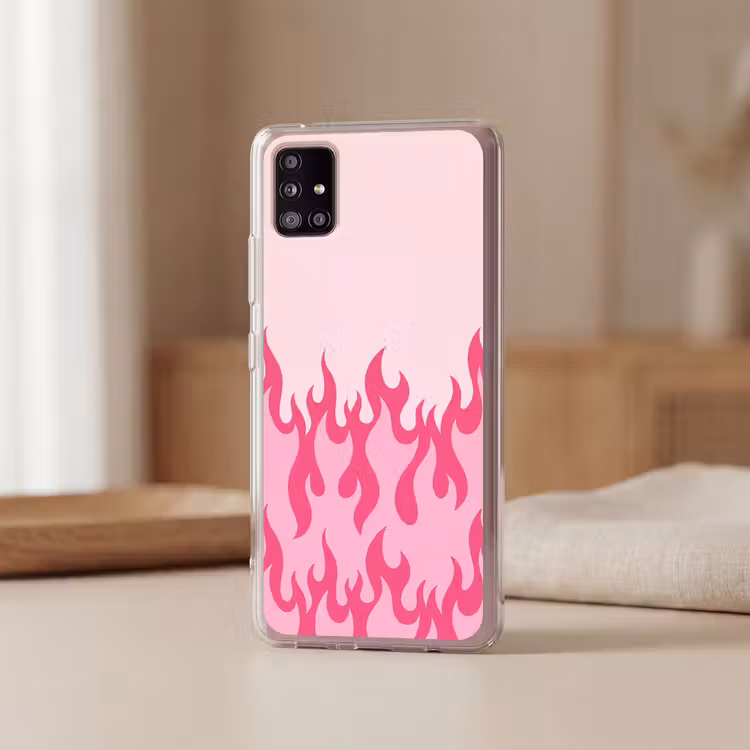 Vlammen - Patroon - Abstract - Modern - Roze Telefoonhoesje Samsung Galaxy A51 5G klein -sfeer2