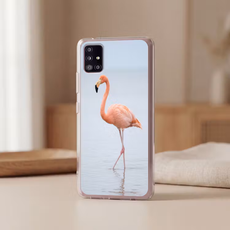 Flamingo - Zee - Roze Telefoonhoesje Samsung Galaxy A51 5G klein -sfeer2