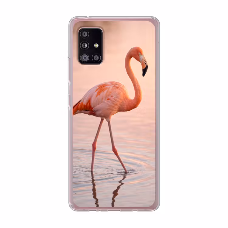 Flamingo - Water - Roze Telefoonhoesje Samsung Galaxy A51 5G klein -3d