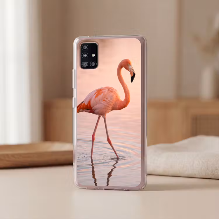 Flamingo - Water - Roze Telefoonhoesje Samsung Galaxy A51 5G klein -sfeer2