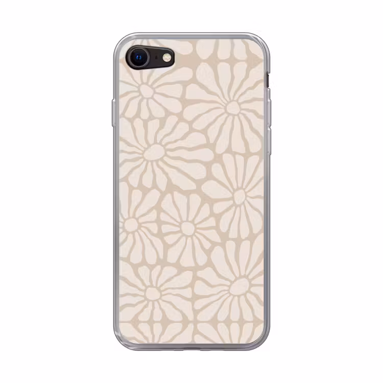 Bloemen - Print - Beige - Bruin - Minimalistisch Telefoonhoesje iPhone 7 klein -3d