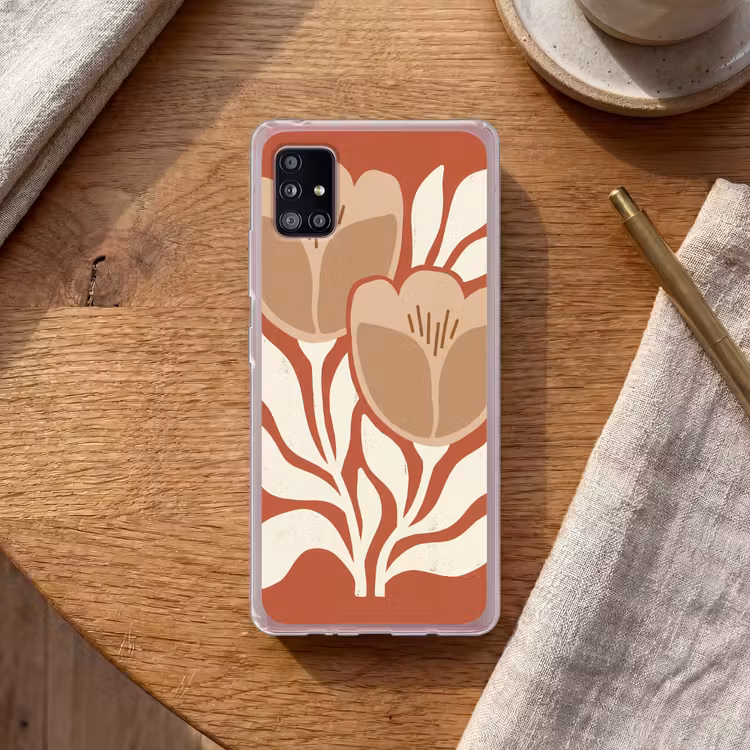 Bloemen - Abstract - Modern - Beige - Natuur Telefoonhoesje Samsung Galaxy A51 5G klein -sfeer1