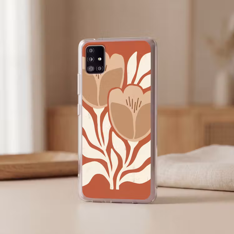 Bloemen - Abstract - Modern - Beige - Natuur Telefoonhoesje Samsung Galaxy A51 5G klein -sfeer2