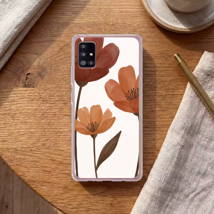 Bloemen - Abstract - Modern - Bruin - Decoratief Telefoonhoesje Samsung Galaxy A51 5G klein -sfeer1