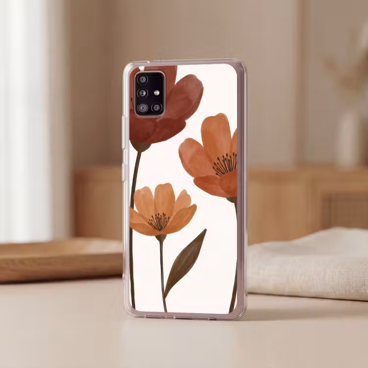 Bloemen - Abstract - Modern - Bruin - Decoratief Telefoonhoesje Samsung Galaxy A51 5G klein -sfeer2