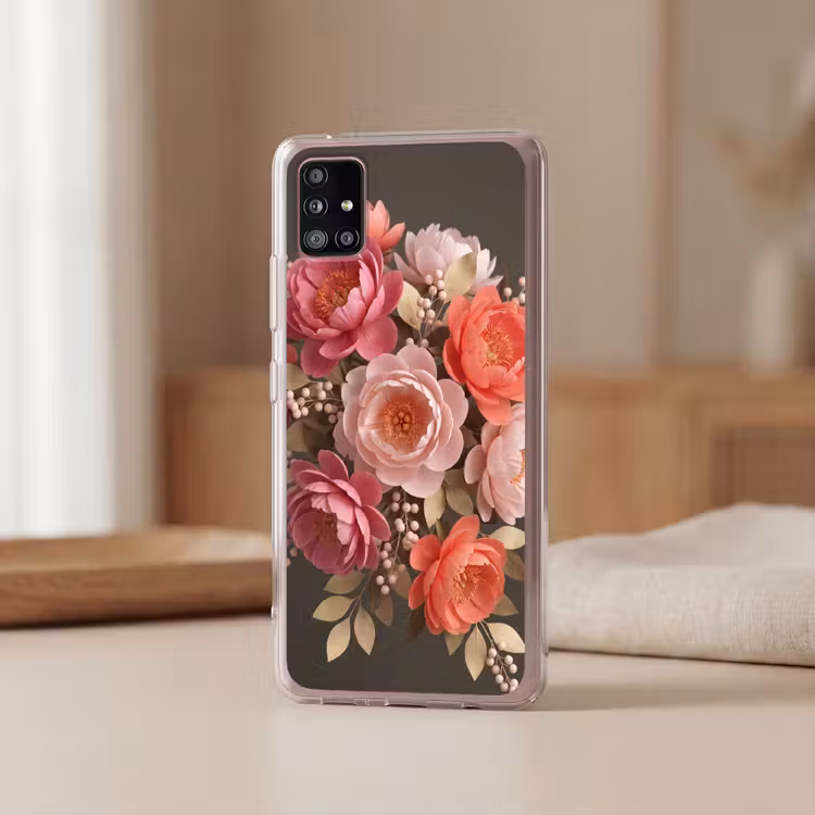 Bloemen - Bloesem - Zacht - Koraal - Decoratie Telefoonhoesje Samsung Galaxy A51 5G klein -sfeer2