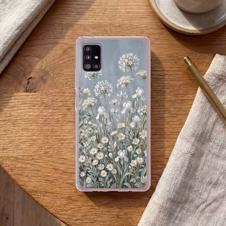 Bloemen - Botanisch - Blauw Telefoonhoesje Samsung Galaxy A51 5G klein -sfeer1