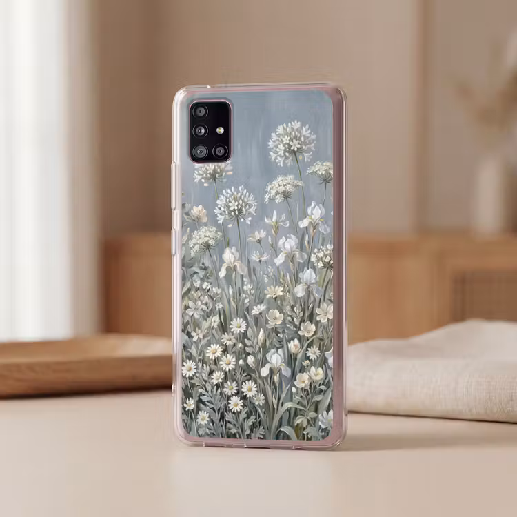 Bloemen - Botanisch - Blauw Telefoonhoesje Samsung Galaxy A51 5G klein -sfeer2
