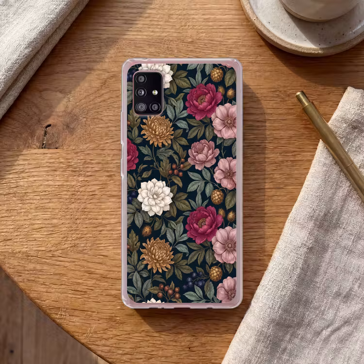 Bloemen - Botanisch - Illustratie - Donker - Vintage Telefoonhoesje Samsung Galaxy A51 5G klein -sfeer1