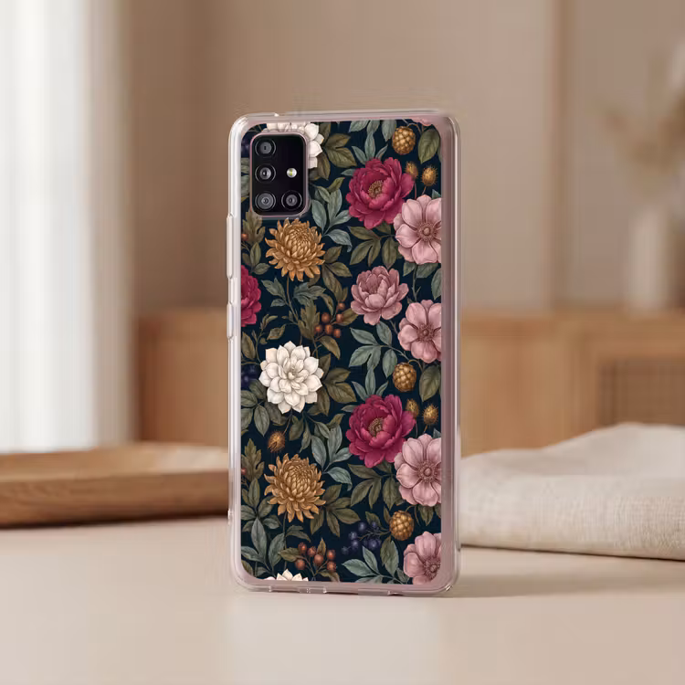 Bloemen - Botanisch - Illustratie - Donker - Vintage Telefoonhoesje Samsung Galaxy A51 5G klein -sfeer2