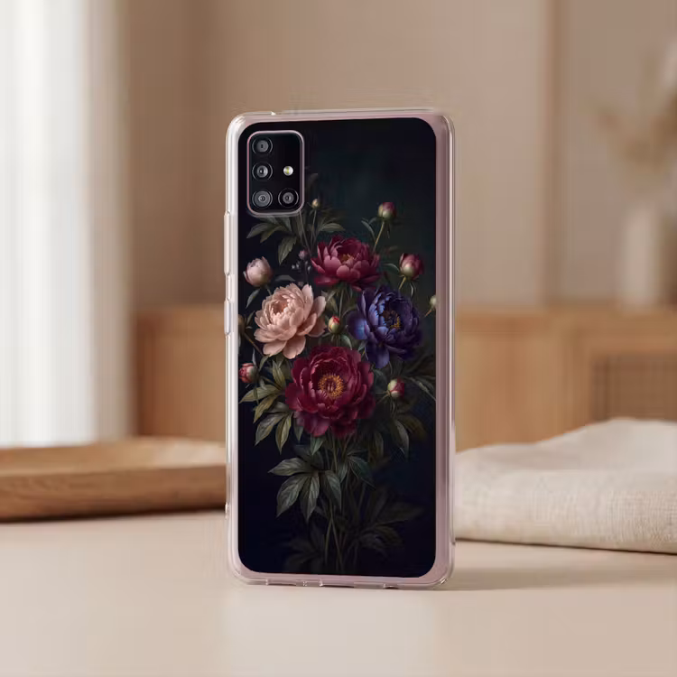 Bloemen - Boeket - Natuur - Modern - Donker Telefoonhoesje Samsung Galaxy A51 5G klein -sfeer2