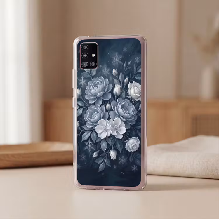 Bloemen - Boeket - Winter - Abstract - Blauw Telefoonhoesje Samsung Galaxy A51 5G klein -sfeer2