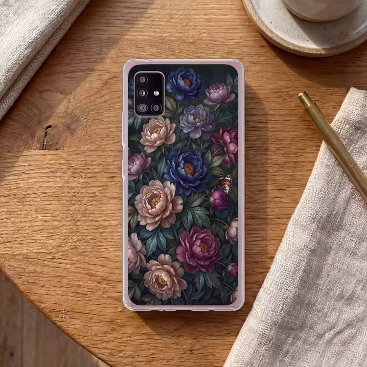 Bloemen - Vlinder - Natuur - Modern - Paars Telefoonhoesje Samsung Galaxy A51 5G klein -sfeer1