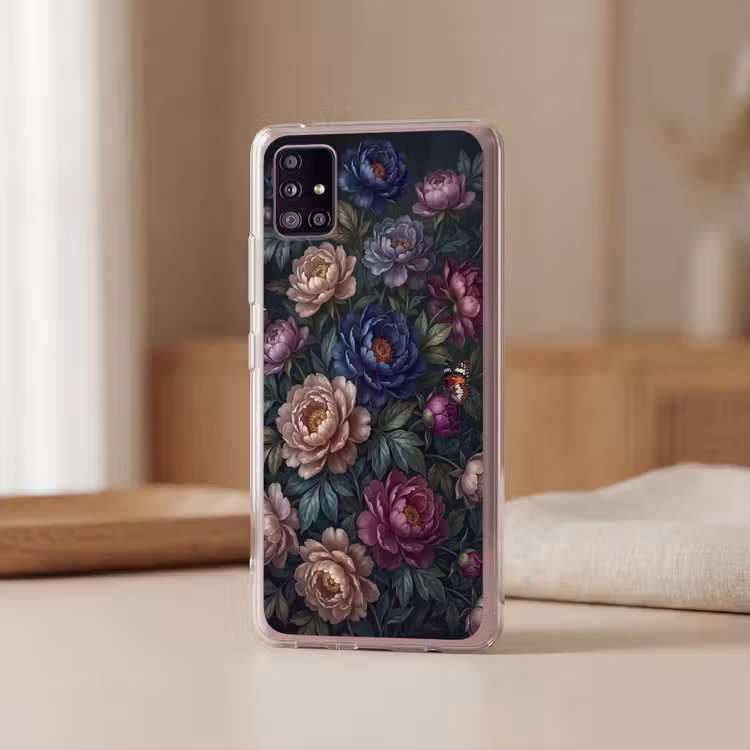 Bloemen - Vlinder - Natuur - Modern - Paars Telefoonhoesje Samsung Galaxy A51 5G klein -sfeer2