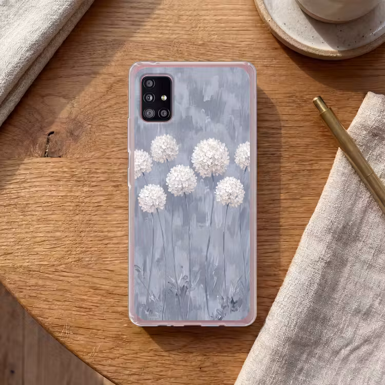 Bloemen - Illustratie - Blauw Telefoonhoesje Samsung Galaxy A51 5G klein -sfeer1