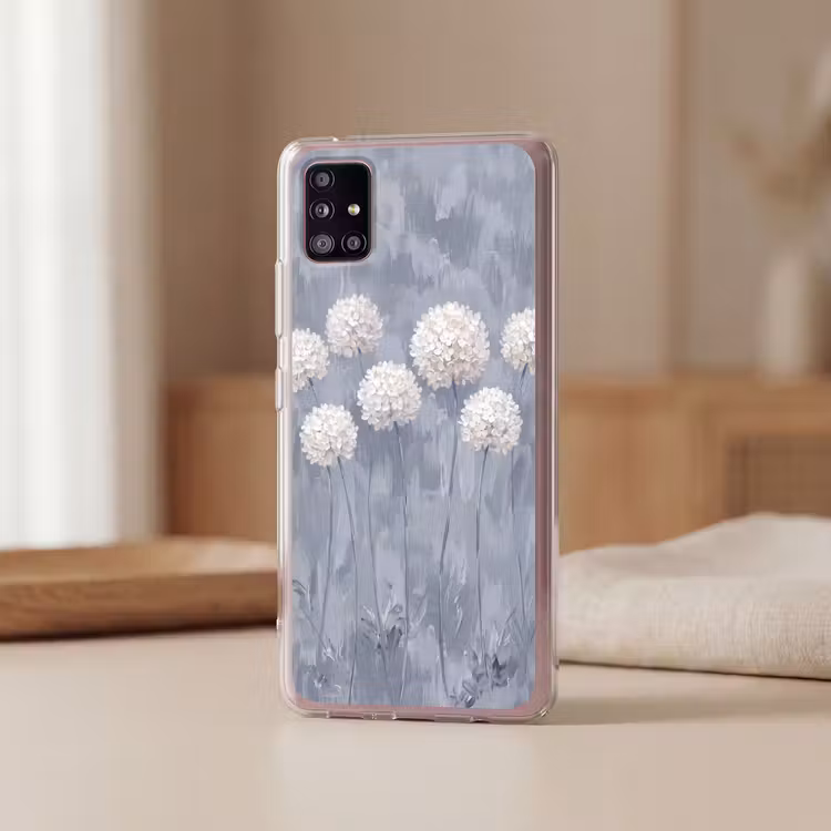 Bloemen - Illustratie - Blauw Telefoonhoesje Samsung Galaxy A51 5G klein -sfeer2
