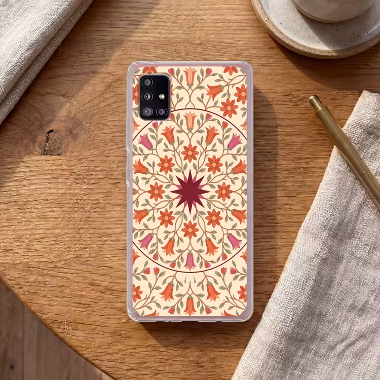 Bloemen - Mandala - Decoratief - Rood Telefoonhoesje Samsung Galaxy A51 5G klein -sfeer1