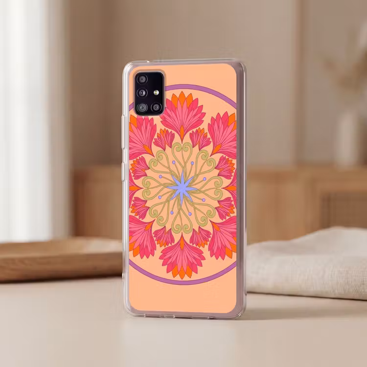 Bloemen - Patroon - Abstract - Roze - Decoratief Telefoonhoesje Samsung Galaxy A51 5G klein -sfeer2