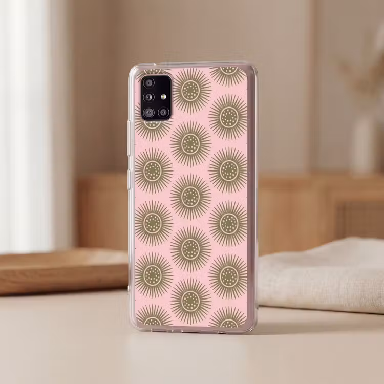 Bloemen - Patroon - Abstract - Roze - Groen Telefoonhoesje Samsung Galaxy A51 5G klein -sfeer2
