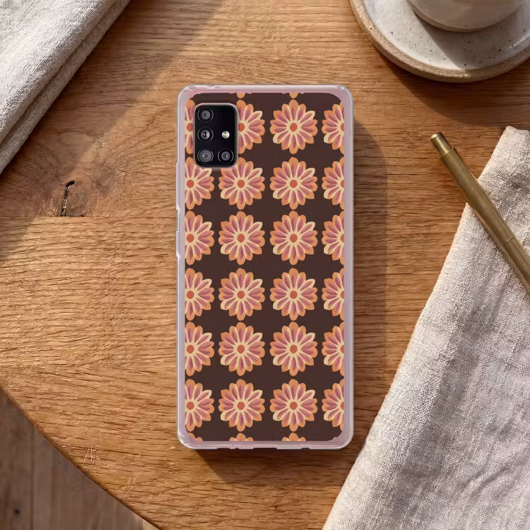 Bloemen - Patroon - Bruin Telefoonhoesje Samsung Galaxy A51 5G klein 373 -sfeer1