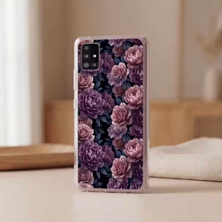 Bloemen - Patroon - Donker - Botanisch - Paars Telefoonhoesje Samsung Galaxy A51 5G klein -sfeer2