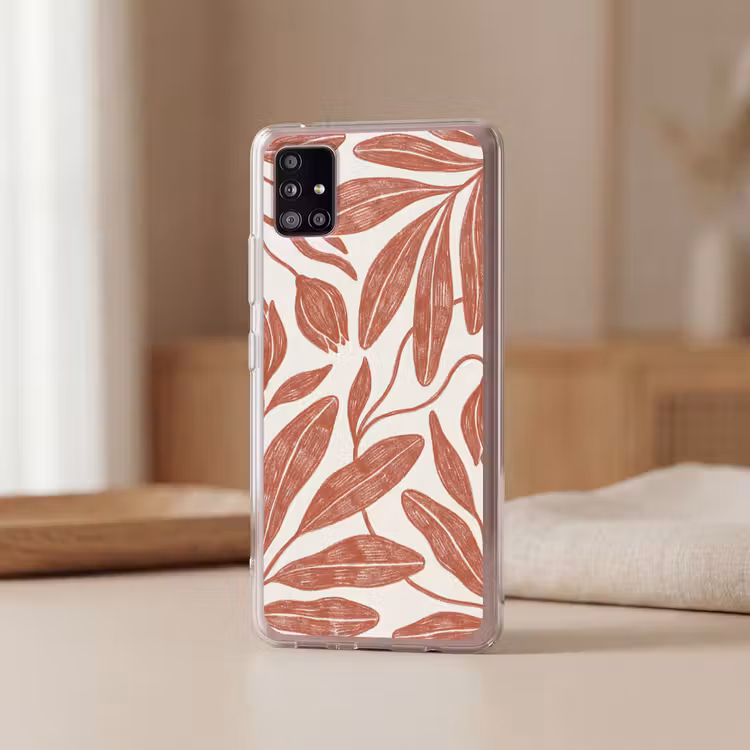 Bloemen - Patroon - Modern - Natuur - Bruin Telefoonhoesje Samsung Galaxy A51 5G klein -sfeer2