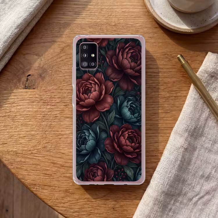 Bloemen - Patroon - Natuur - Klassiek - Donker Telefoonhoesje Samsung Galaxy A51 5G klein -sfeer1