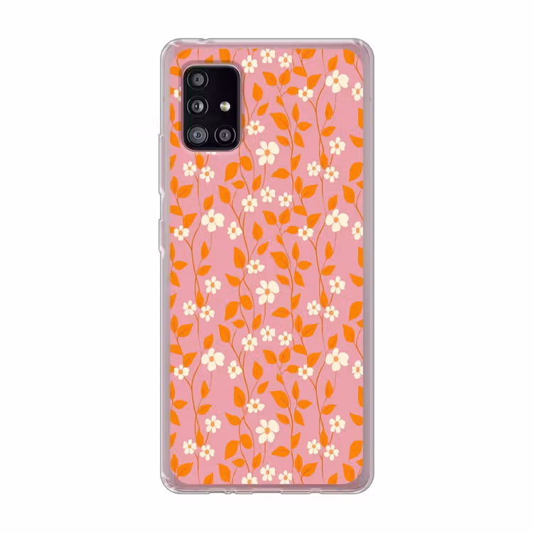 Bloemen - Patroon - Oranje Telefoonhoesje Samsung Galaxy A51 5G klein 373 -3d