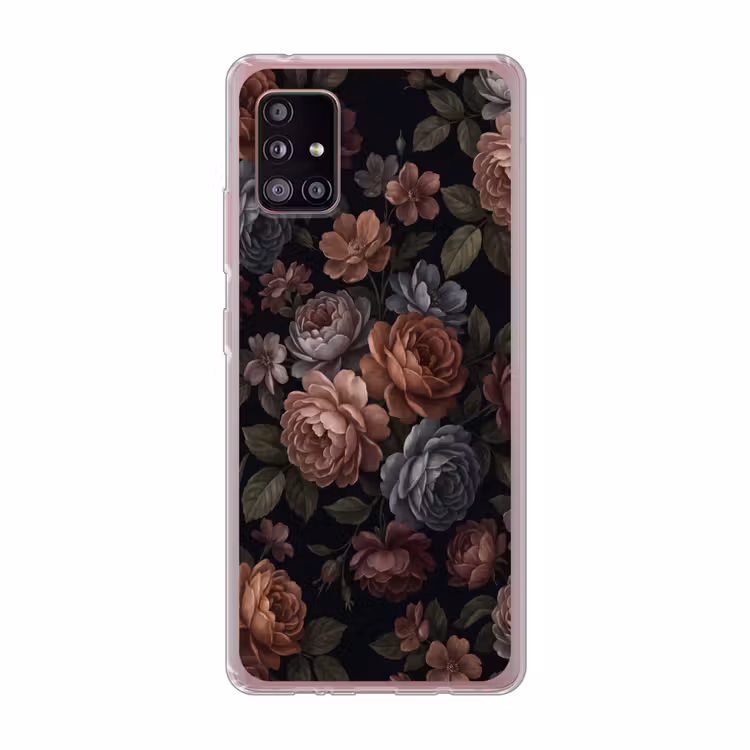 Bloemen - Patroon - Vintage - Donker - Roze Telefoonhoesje Samsung Galaxy A51 5G klein -3d