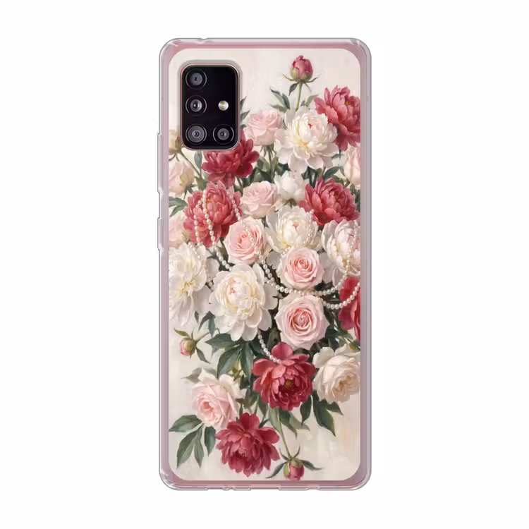Bloemen - Parels - Romantiek - Klassiek - Roze Telefoonhoesje Samsung Galaxy A51 5G klein -3d