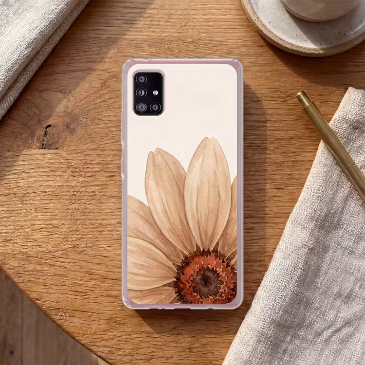 Bloemen - Bloemblad - Natuur - Aquarel - Beige Telefoonhoesje Samsung Galaxy A51 5G klein -sfeer1