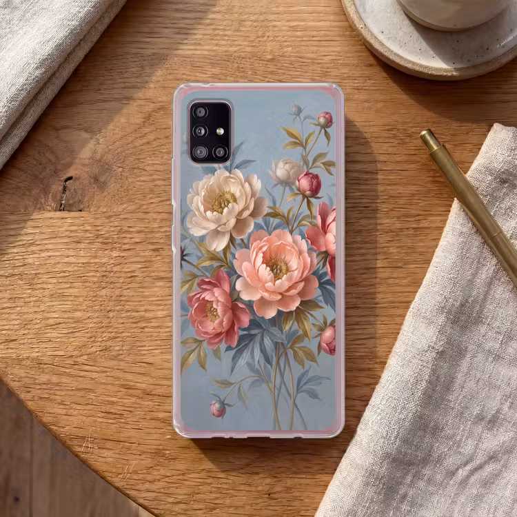 Bloemen - Roze - Beige - Modern - Natuur Telefoonhoesje Samsung Galaxy A51 5G klein -sfeer1