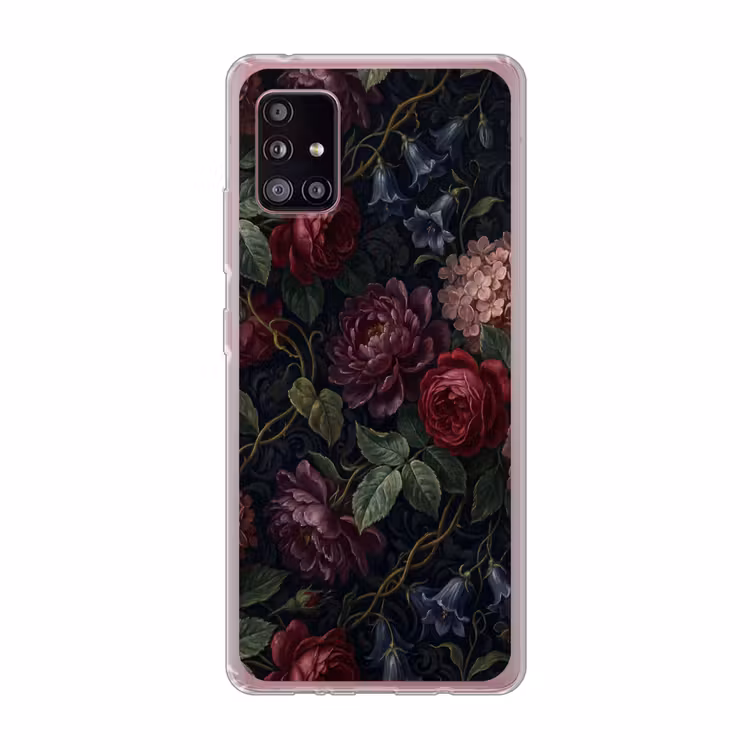 Bloemen - Rood - Klassiek - Donker - Patroon Telefoonhoesje Samsung Galaxy A51 5G klein -3d
