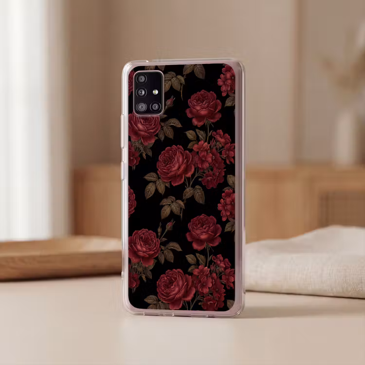 Bloemen - Roos - Patroon - Klassiek - Rood Telefoonhoesje Samsung Galaxy A51 5G klein -sfeer2