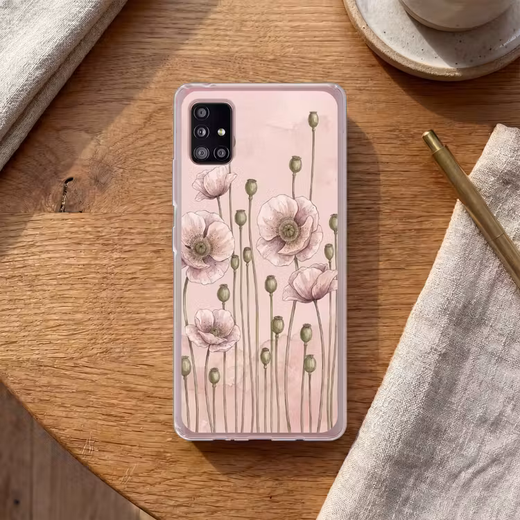 Bloemen - Zomer - Natuur - Aquarel - Roze Telefoonhoesje Samsung Galaxy A51 5G klein -sfeer1