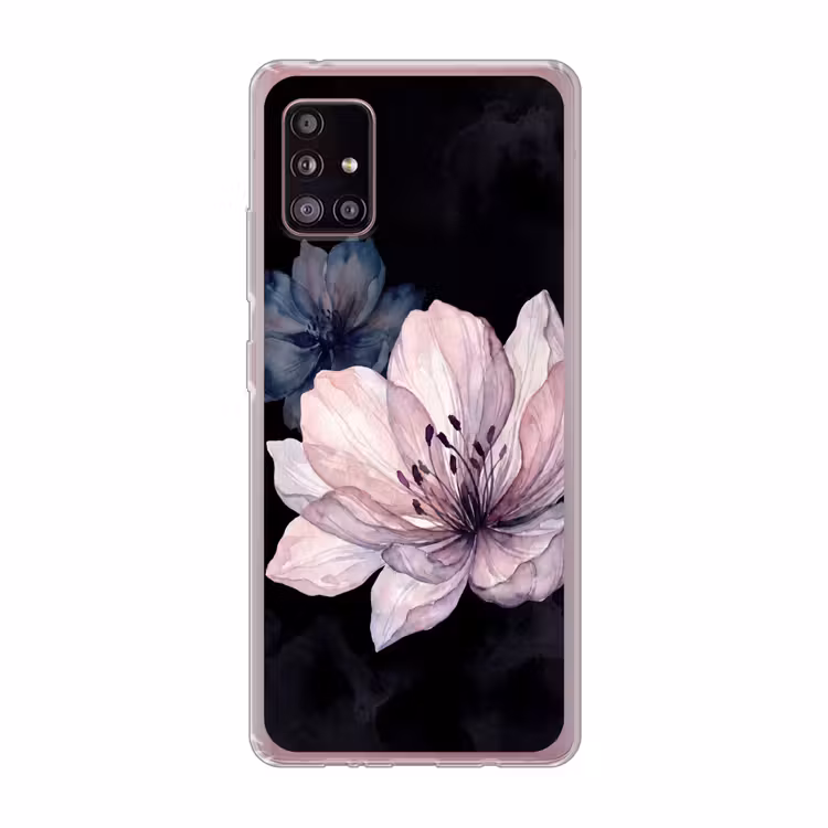 Bloemen - Aquarel - Modern - Roze - Donker Telefoonhoesje Samsung Galaxy A51 5G klein -3d
