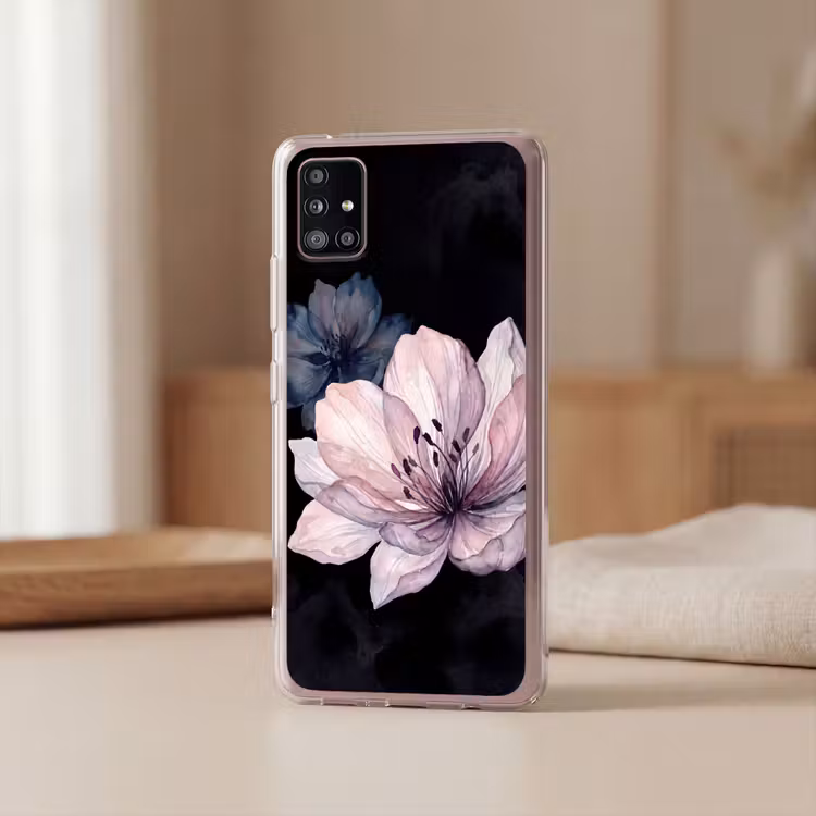 Bloemen - Aquarel - Modern - Roze - Donker Telefoonhoesje Samsung Galaxy A51 5G klein -sfeer2