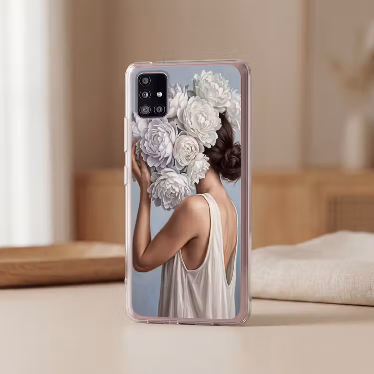 Bloemen - Vrouw - Wit Telefoonhoesje Samsung Galaxy A51 5G klein -sfeer2