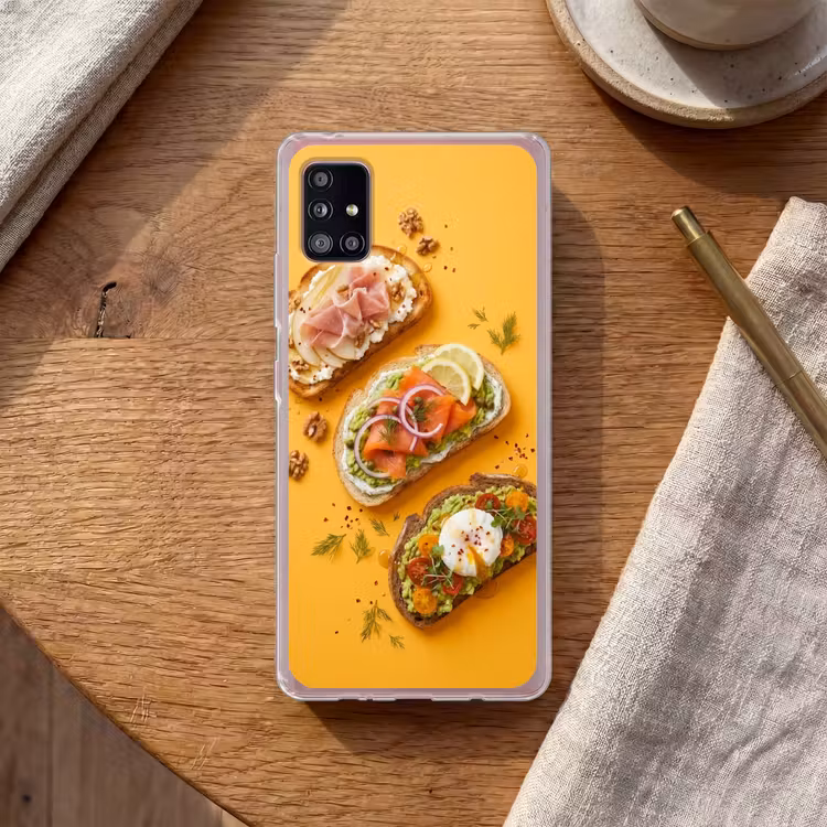 Eten - Brood - Ontbijt - Modern - Kleurrijk Telefoonhoesje Samsung Galaxy A51 5G klein -sfeer1
