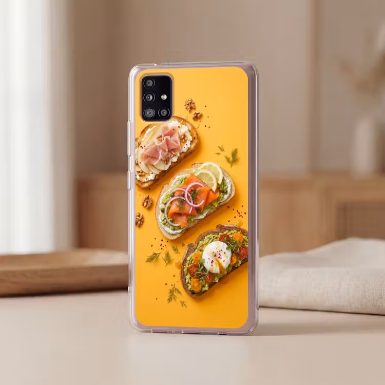 Eten - Brood - Ontbijt - Modern - Kleurrijk Telefoonhoesje Samsung Galaxy A51 5G klein -sfeer2