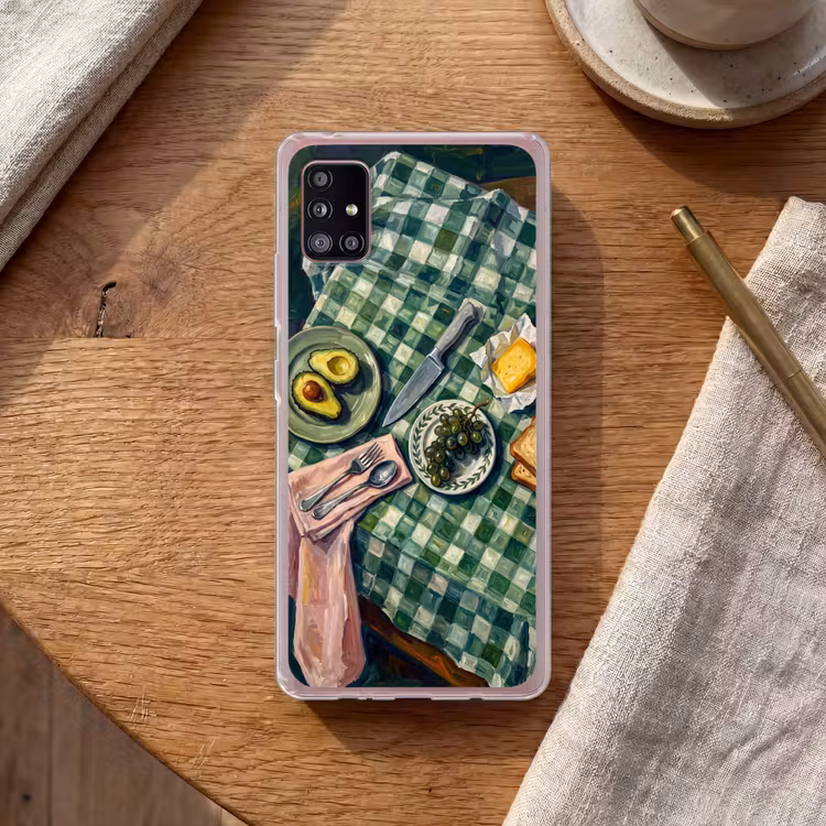 Eten - Ontbijt - Tafel - Modern - Groen Telefoonhoesje Samsung Galaxy A51 5G klein -sfeer1