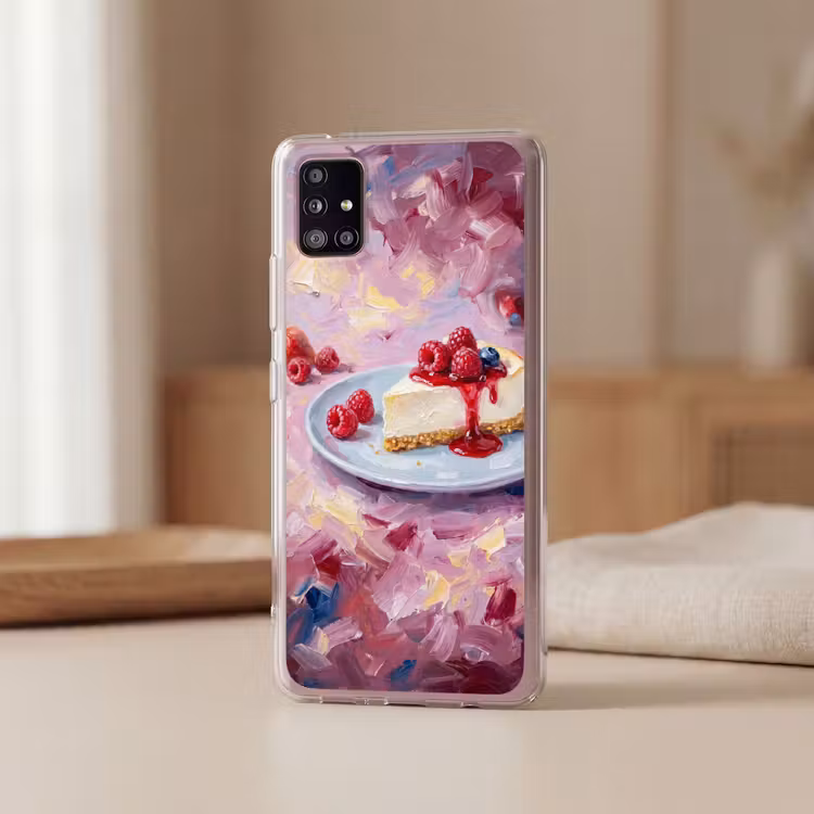 Eten - Cheesecake - Bessen - Abstract - Roze Telefoonhoesje Samsung Galaxy A51 5G klein -sfeer2
