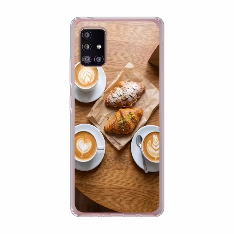 Eten - Croissant - Koffie - Ontbijt - Modern Telefoonhoesje Samsung Galaxy A51 5G klein -3d