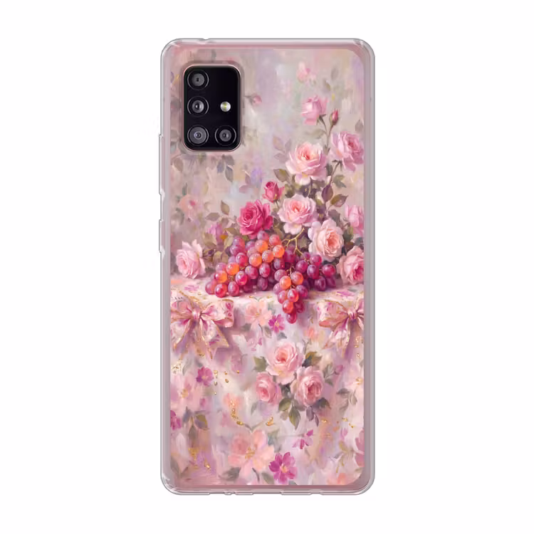 Eten - Bloemen - Stilleven - Roze - Goud Telefoonhoesje Samsung Galaxy A51 5G klein -3d