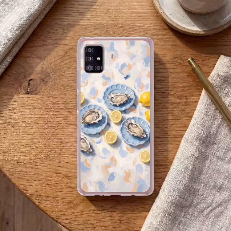 Eten - Oesters - Citroenen - Modern - Geel Telefoonhoesje Samsung Galaxy A51 5G klein -sfeer1