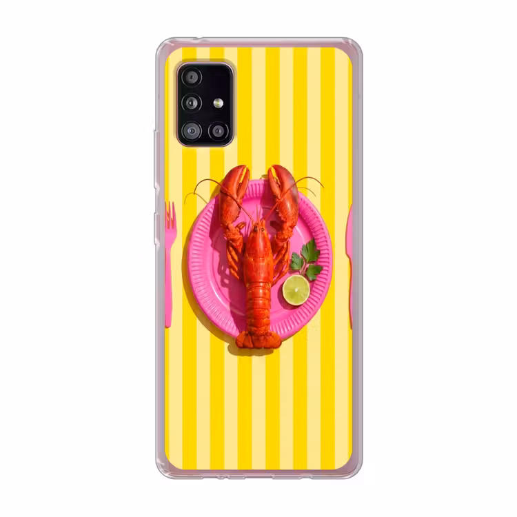 Eten - Roze - Geel - Modern - Culinaire Telefoonhoesje Samsung Galaxy A51 5G klein -3d