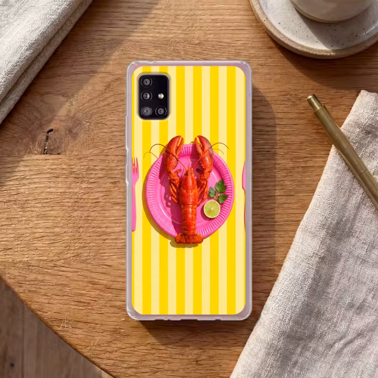 Eten - Roze - Geel - Modern - Culinaire Telefoonhoesje Samsung Galaxy A51 5G klein -sfeer1