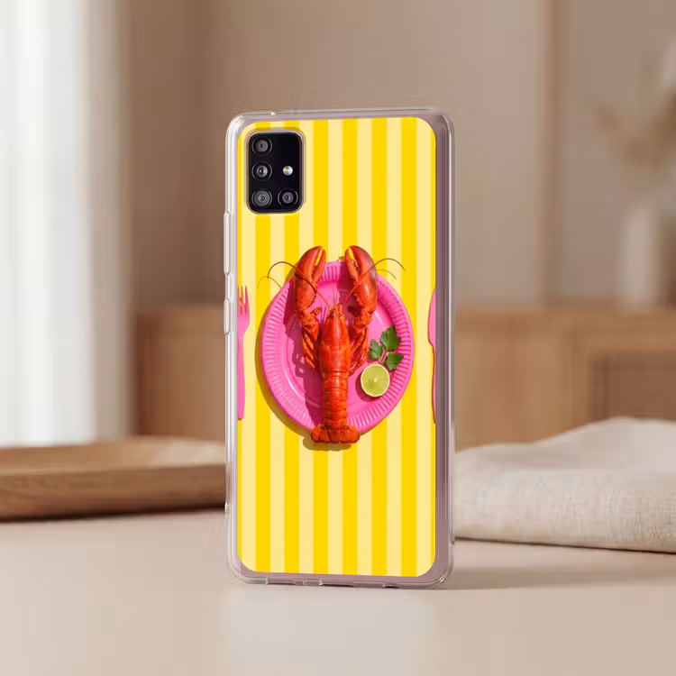 Eten - Roze - Geel - Modern - Culinaire Telefoonhoesje Samsung Galaxy A51 5G klein -sfeer2