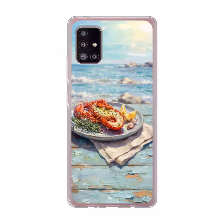 Eten - Zee - Kust - Modern - Blauw Telefoonhoesje Samsung Galaxy A51 5G klein -3d